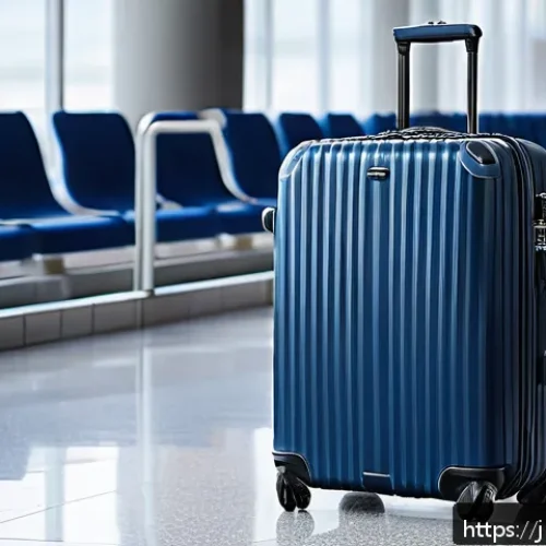 델시 패션 캐리어와 가성비 라인 - A sleek, modern lightweight polycarbonate suitcase designed for travel, showcasing a smooth matte fi...